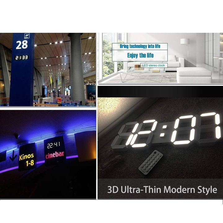 Buy 3D-6608 LED Wall Clock at deensquare.com Dubai | UAE. Features remote control, thermometer, countdown timer, calendar &amp; night light.