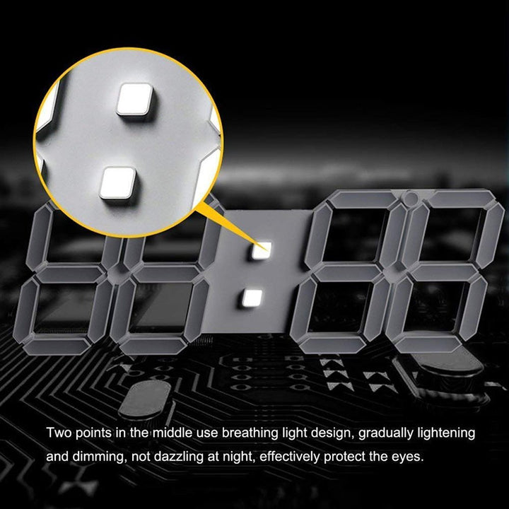 Buy 3D-6608 LED Wall Clock at deensquare.com Dubai | UAE. Features remote control, thermometer, countdown timer, calendar &amp; night light.
