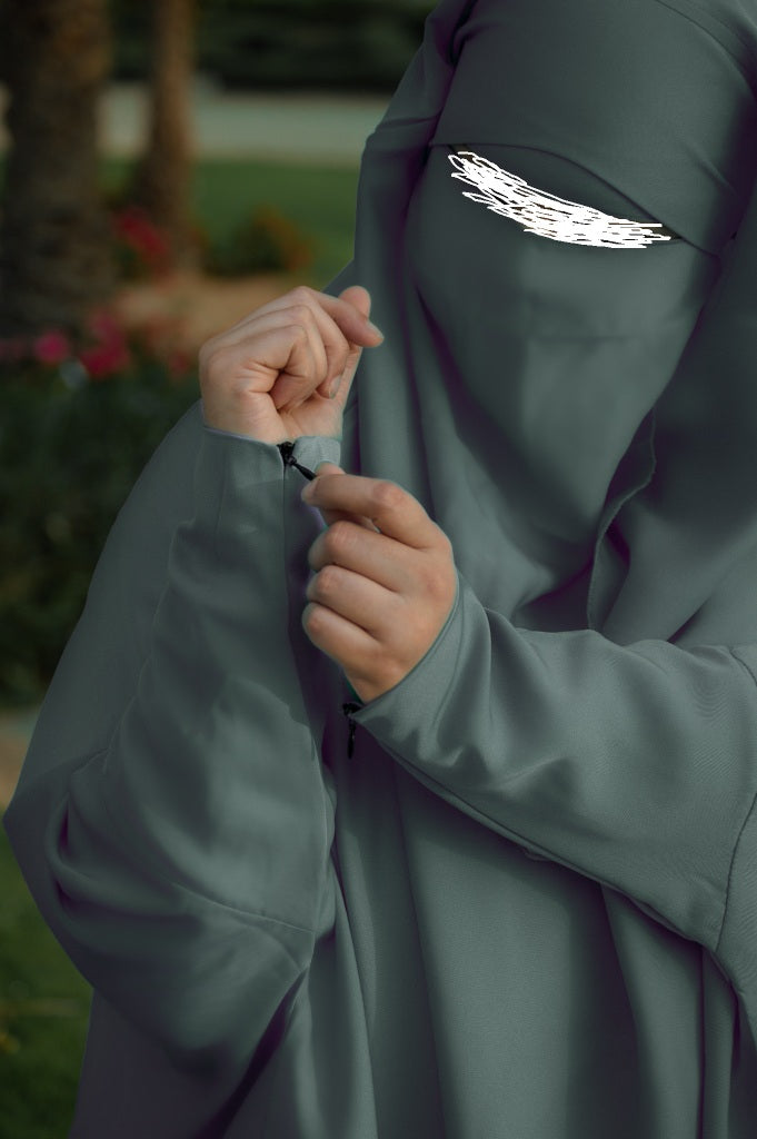 3 Piece Jilbab Plain Wrist with Zip Closure