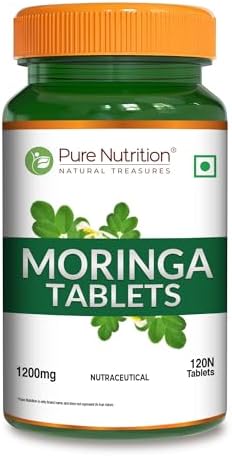 Pure Nutrition Organic Moringa 1200mg - 120 Veg Tablets | 100% Natural Immunity Booster | USFDA Certified | Supports Healthy Digestion & Appetite | Energy Booster | Antioxidant-Rich | Vegan Supplement