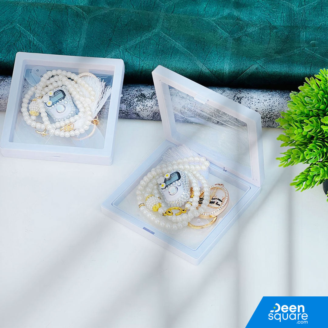 Tasbeeh Counter for Gift (99 Beads Tasbih with Finger Counter with free Keychain)