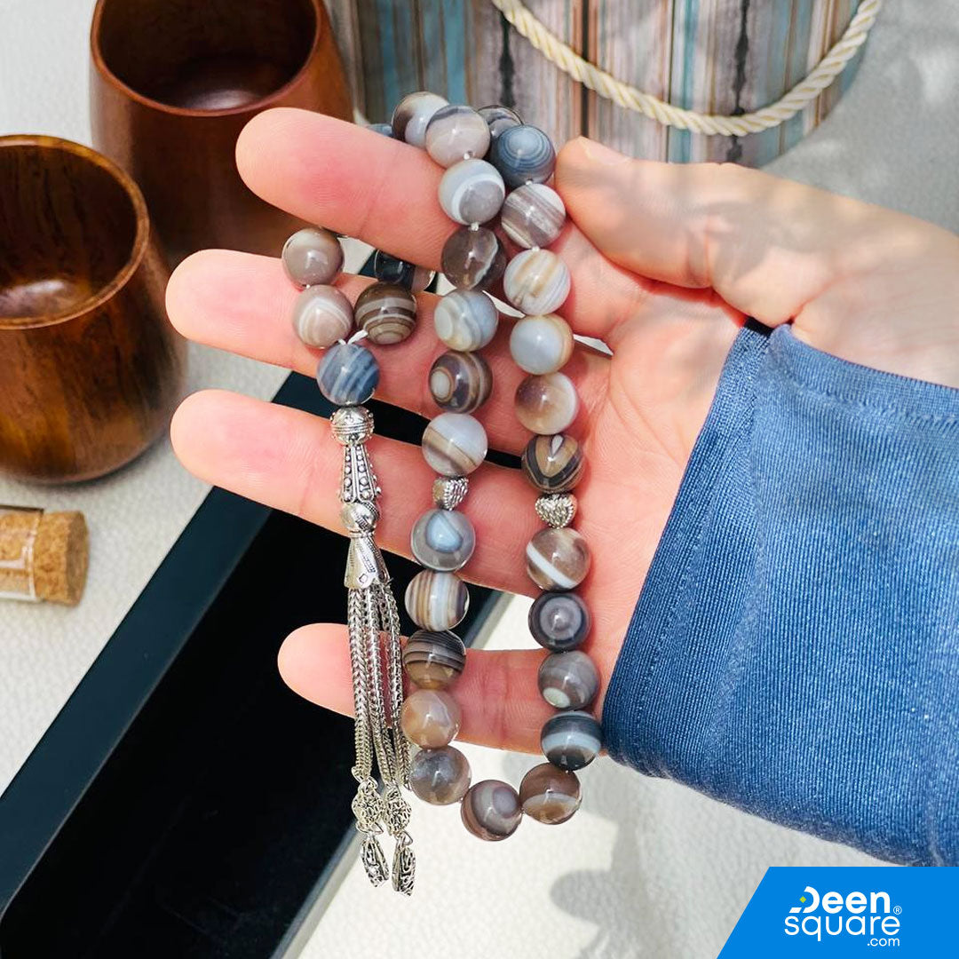 Pearl 33 beads Tasbeeh - Natural Banded Agate