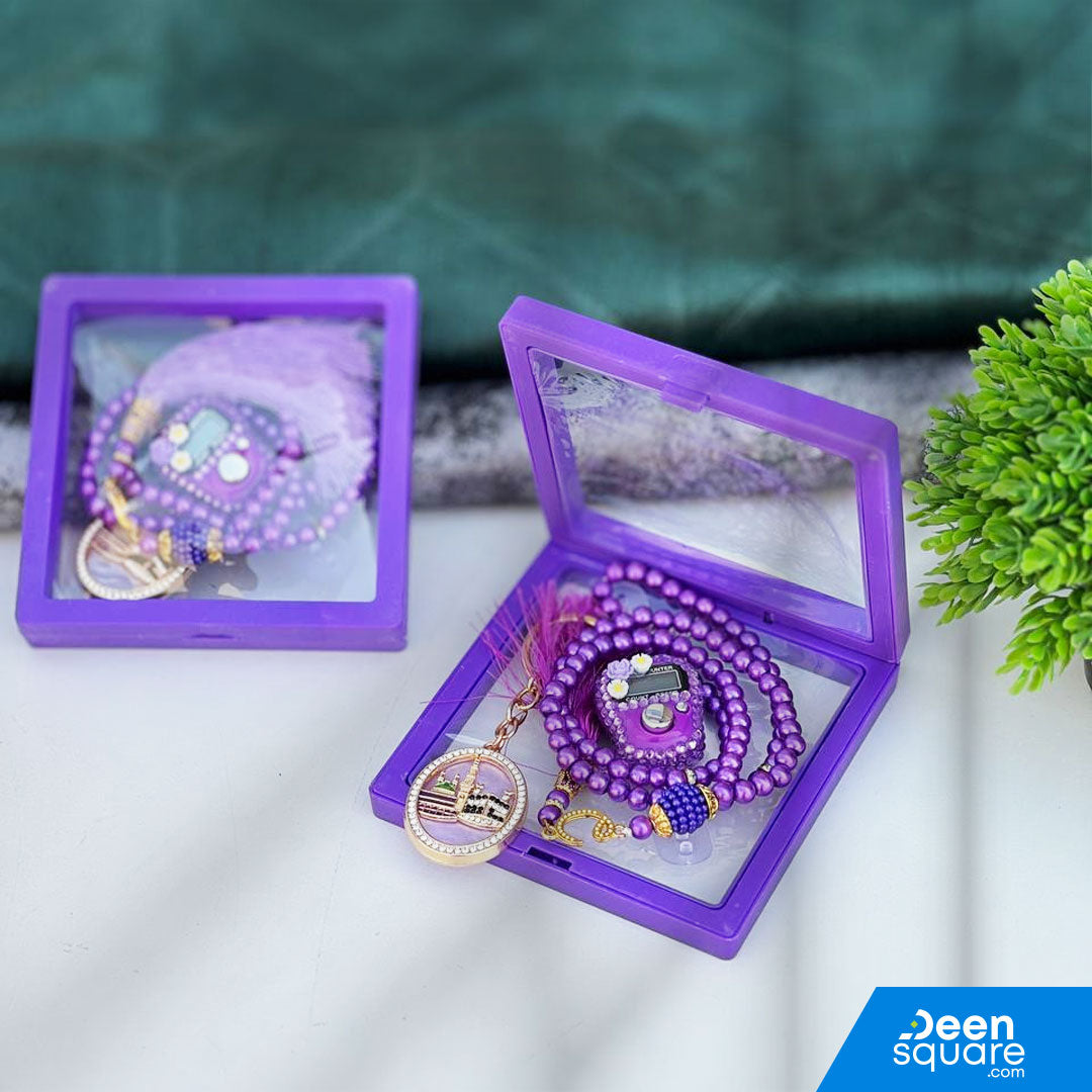 Tasbeeh Counter for Gift (99 Beads Tasbih with Finger Counter with free Keychain)