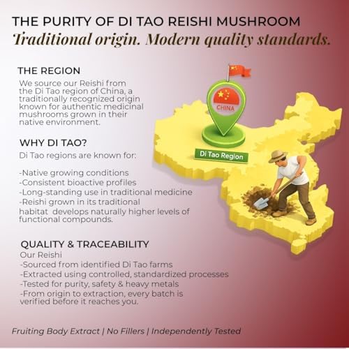 Rooted Actives Reishi mushroom Extract Powder (60 Veg Caps, 500 mg)