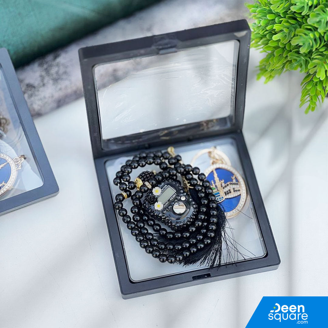 Tasbeeh Counter for Gift (99 Beads Tasbih with Finger Counter with free Keychain)