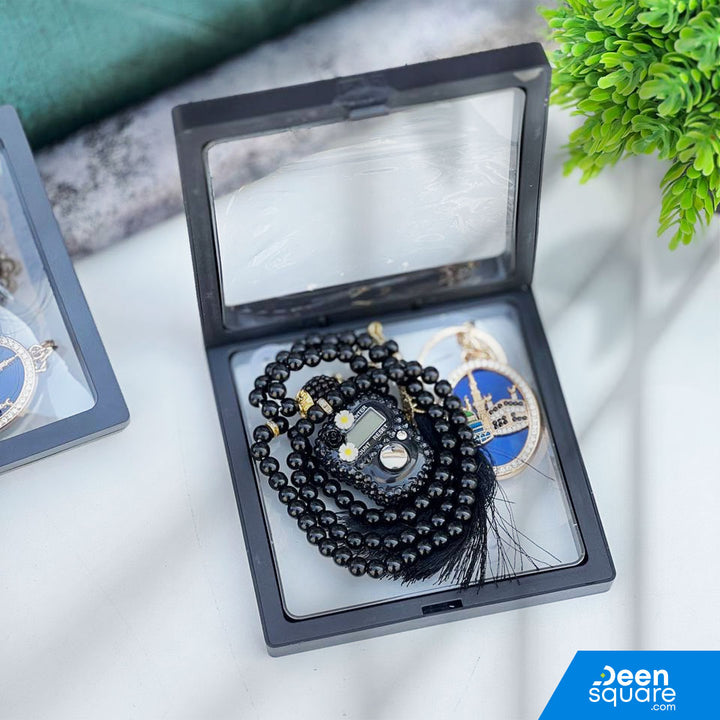 Tasbeeh Counter for Gift (99 Beads Tasbih with Finger Counter with free Keychain)