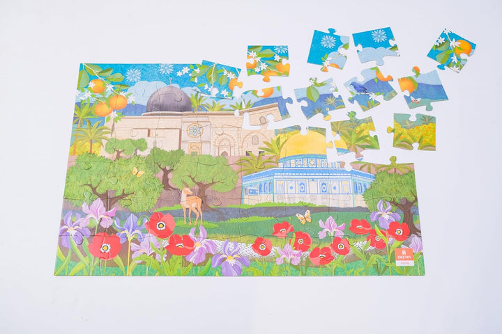 Kids Al Aqsa Palestine Puzzle + Poster Set - Engaging 48-Piece Floor Puzzle