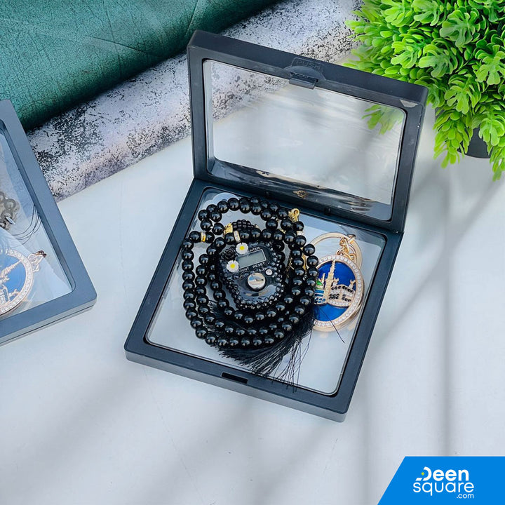 Tasbeeh Counter for Gift (99 Beads Tasbih with Finger Counter with free Keychain)