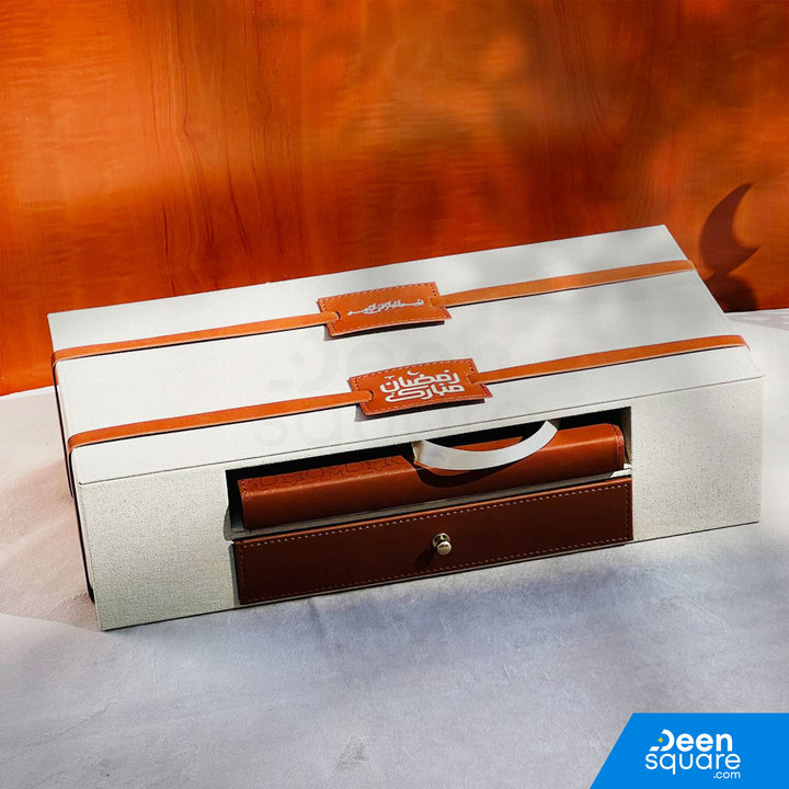 Quran & Acrylic Reading Stand with Leather Drawer Box - Premium Islamic Gift Set | مجموعة هدايا إسلامية فاخرة - صندوق من الجلد مع درج