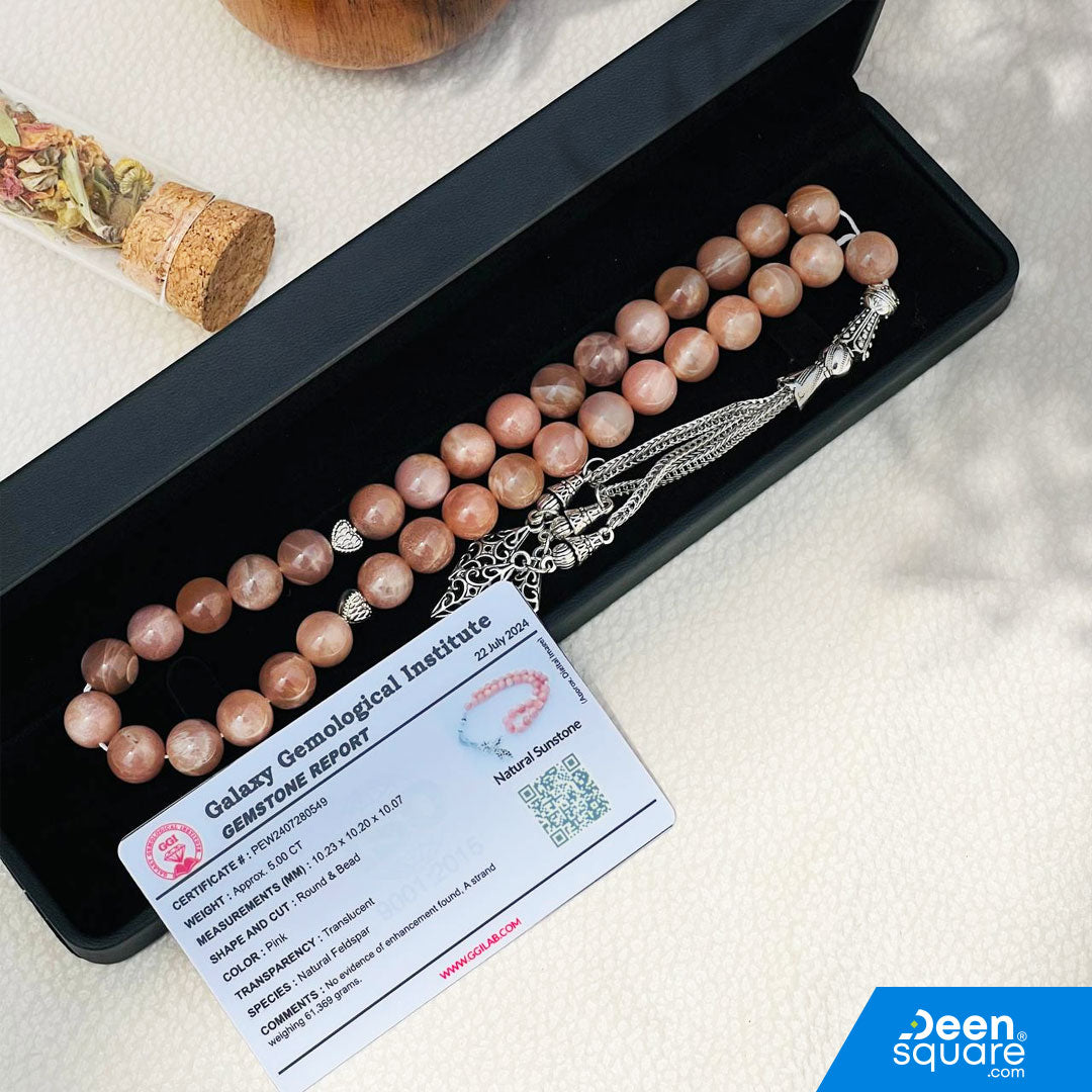 Pearl 33 beads Tasbeeh - Natural Sunstone