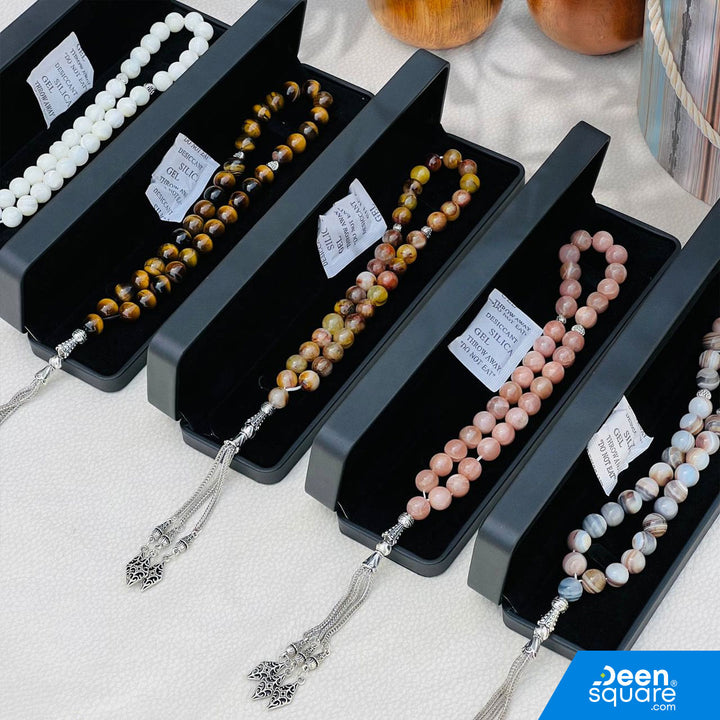 Pearl 33 beads Tasbeeh - Natural Banded Agate
