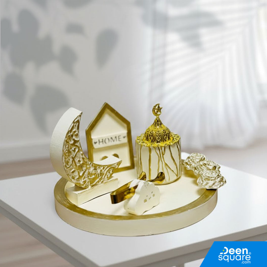 Ramadan Home Decor Set - Ceramic Collection (8 Inch Tray Set)