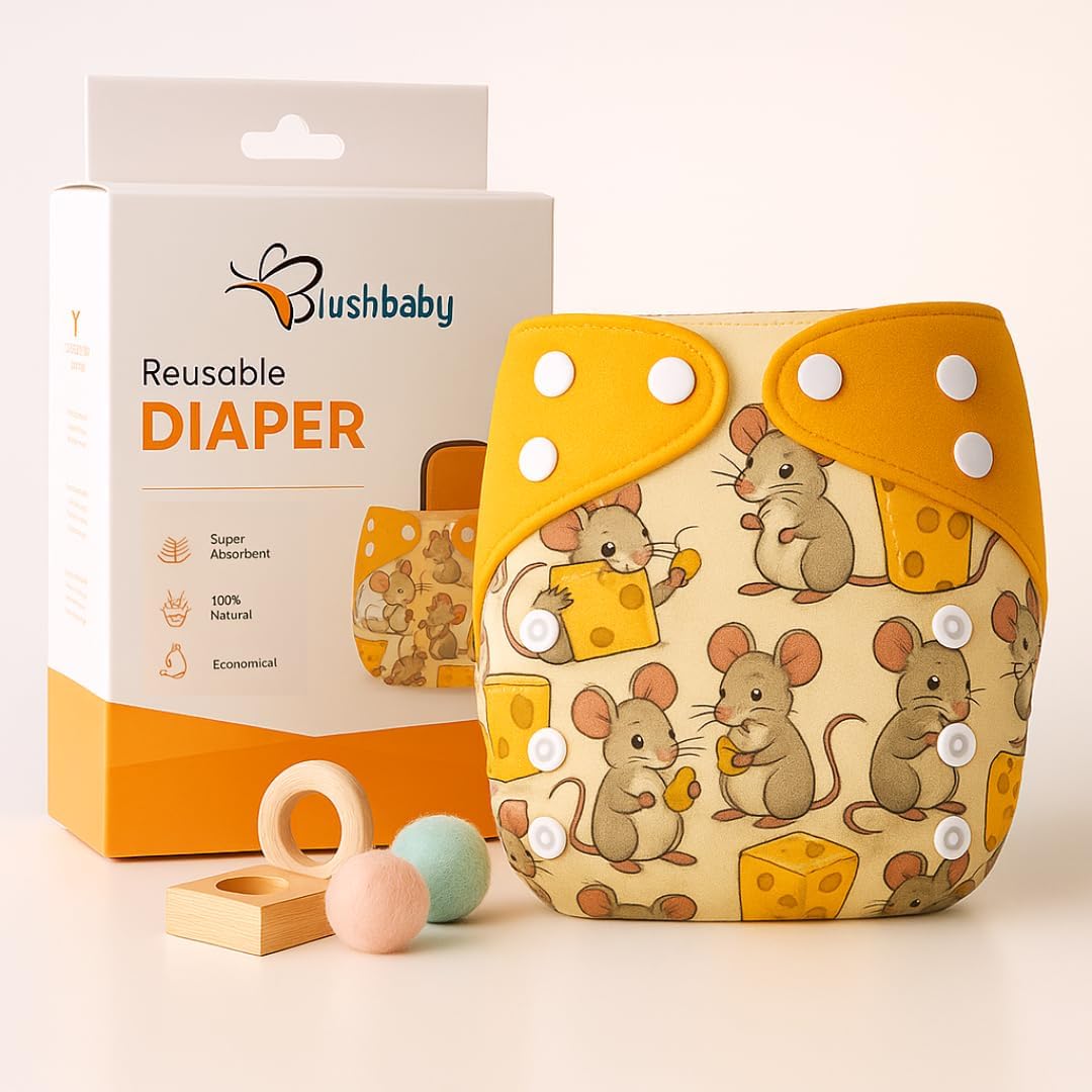 Blushbaby Premium Reusable Cloth Diaper Set (2 Diapers + 2 Inserts)