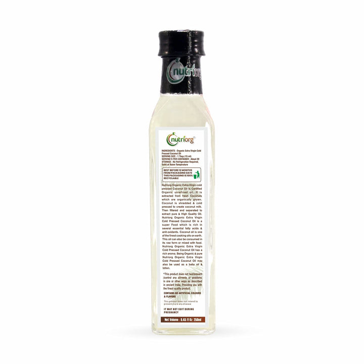 Nutriorg Certified Organic Extra Virgin Coconut Oil 250 ml