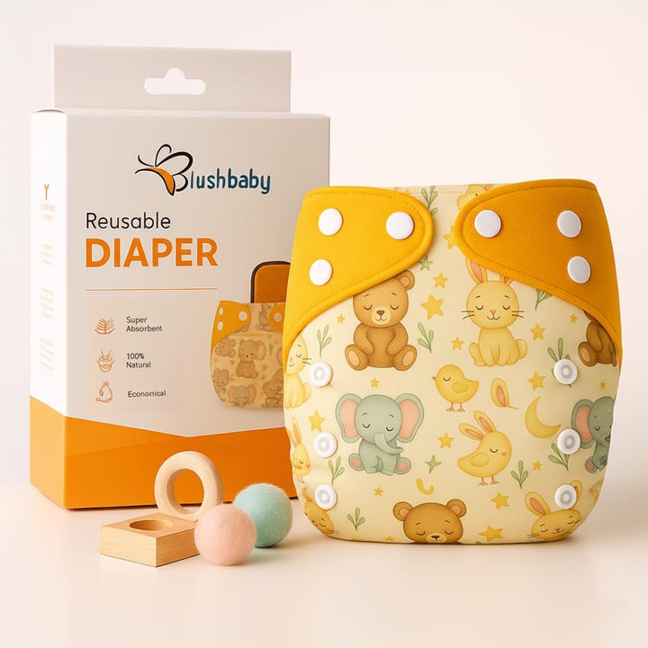Blushbaby Premium Reusable Cloth Diaper Set (2 Diapers + 2 Inserts)