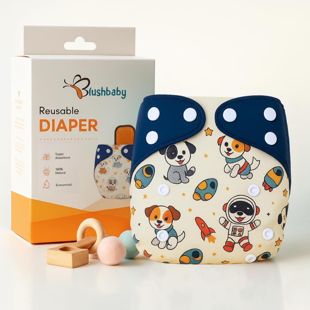 Blushbaby Premium Reusable Cloth Diaper Set (4 Diapers + 4 Inserts)