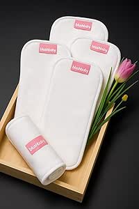 Soft and reusable Blushbaby cloth diaper inserts designed for high absorbency, overnight dryness, and comfortable baby diapering.