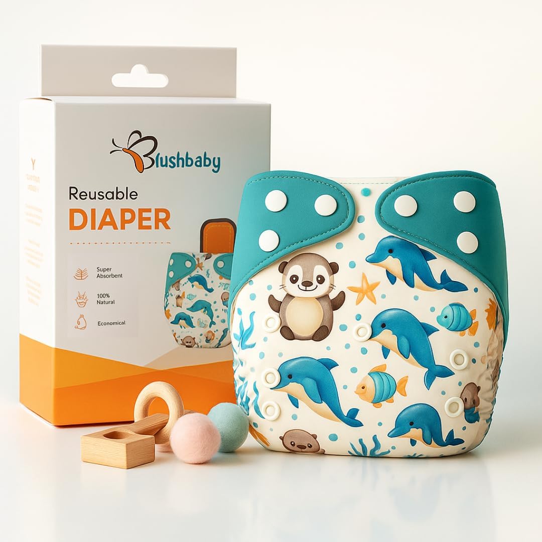 Premium reusable cloth diapers with adjustable sizing, leak-proof design and absorbent inserts for babies and toddlers.