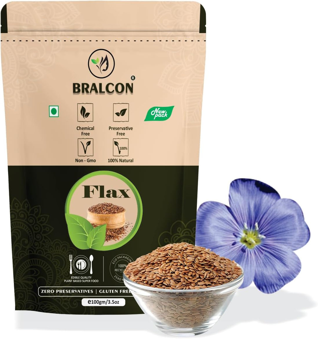 BRALCON raw organic flax seeds 100g natural unroasted alsi seeds