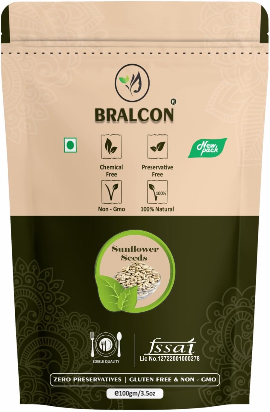 BRALCON raw organic seeds combo 400g chia pumpkin sunflower flax seeds