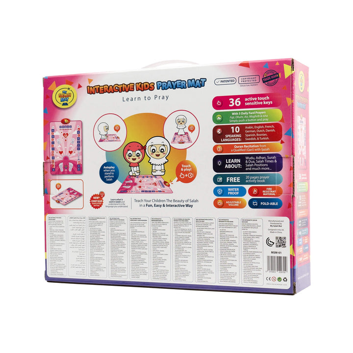 Interactive Prayer Mat - Learn to Pray - Kids Version - My Salah Mat (Blue and Pink Color) with Salah Translation