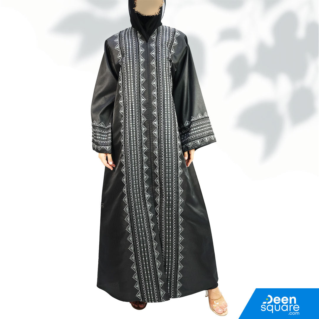 Elegant Embroidery And Handwork With Beads Abaya - Black