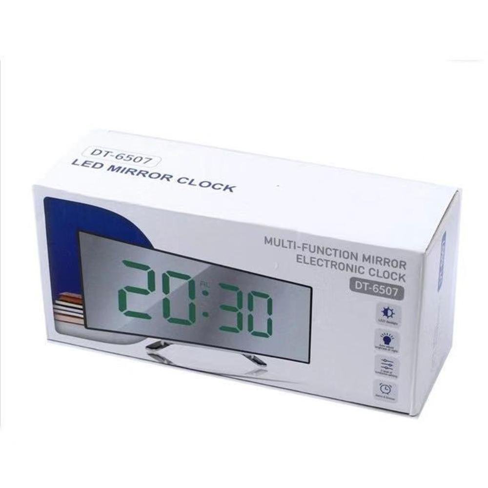 LED Mirror Alarm Desk Clock with Temperature Display (Model: DT-6507)  - 17 cm × 7.5 cm