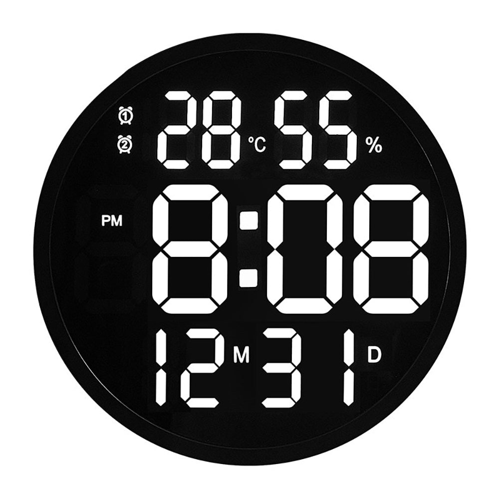 Buy 6620 LED Wall Clock at deensquare.com Dubai | UAE. 12-inch digital wall clock with large numbers, temperature & humidity display.