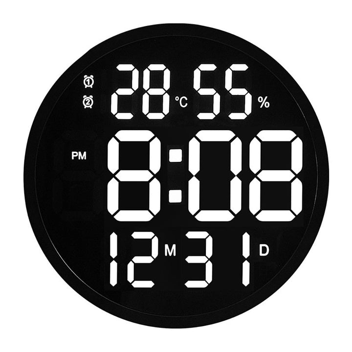 Buy 6620 LED Wall Clock at deensquare.com Dubai | UAE. 12-inch digital wall clock with large numbers, temperature &amp; humidity display.