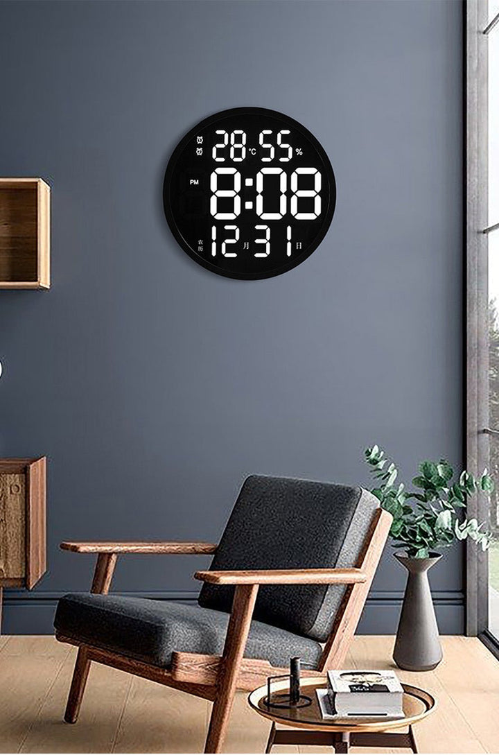 Buy 6620 LED Wall Clock at deensquare.com Dubai | UAE. 12-inch digital wall clock with large numbers, temperature &amp; humidity display.
