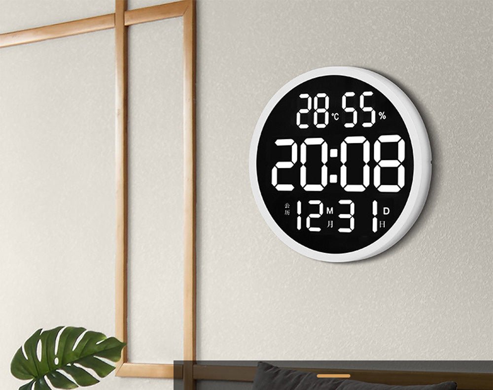 Buy 6620 LED Wall Clock at deensquare.com Dubai | UAE. 12-inch digital wall clock with large numbers, temperature &amp; humidity display.