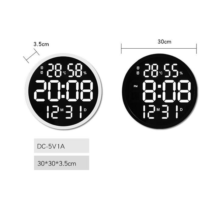 Buy 6620 LED Wall Clock at deensquare.com Dubai | UAE. 12-inch digital wall clock with large numbers, temperature &amp; humidity display.