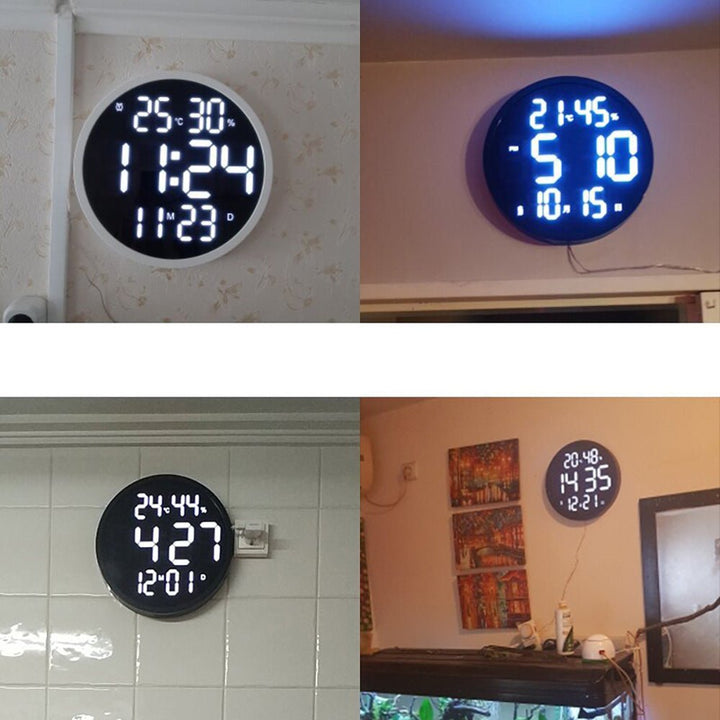 Buy 6620 LED Wall Clock at deensquare.com Dubai | UAE. 12-inch digital wall clock with large numbers, temperature &amp; humidity display.