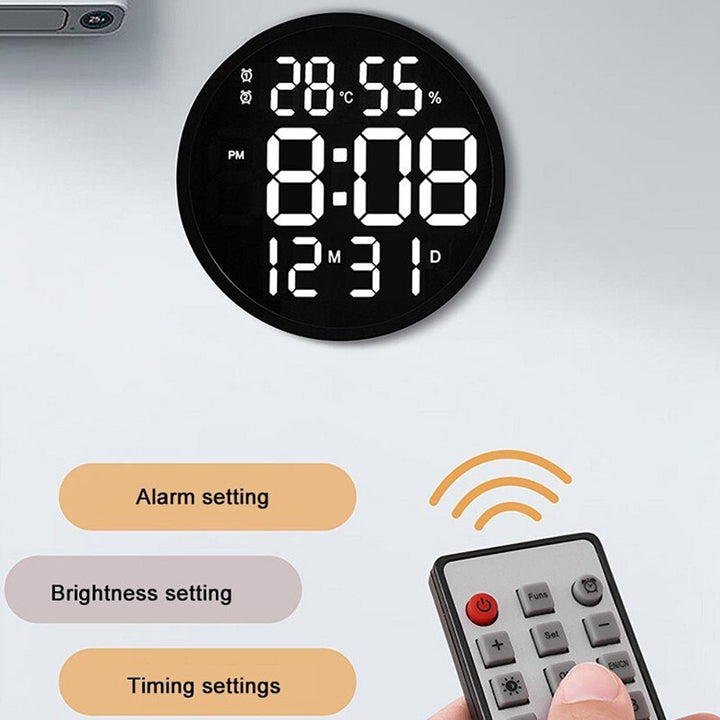 Buy 6620 LED Wall Clock at deensquare.com Dubai | UAE. 12-inch digital wall clock with large numbers, temperature &amp; humidity display.