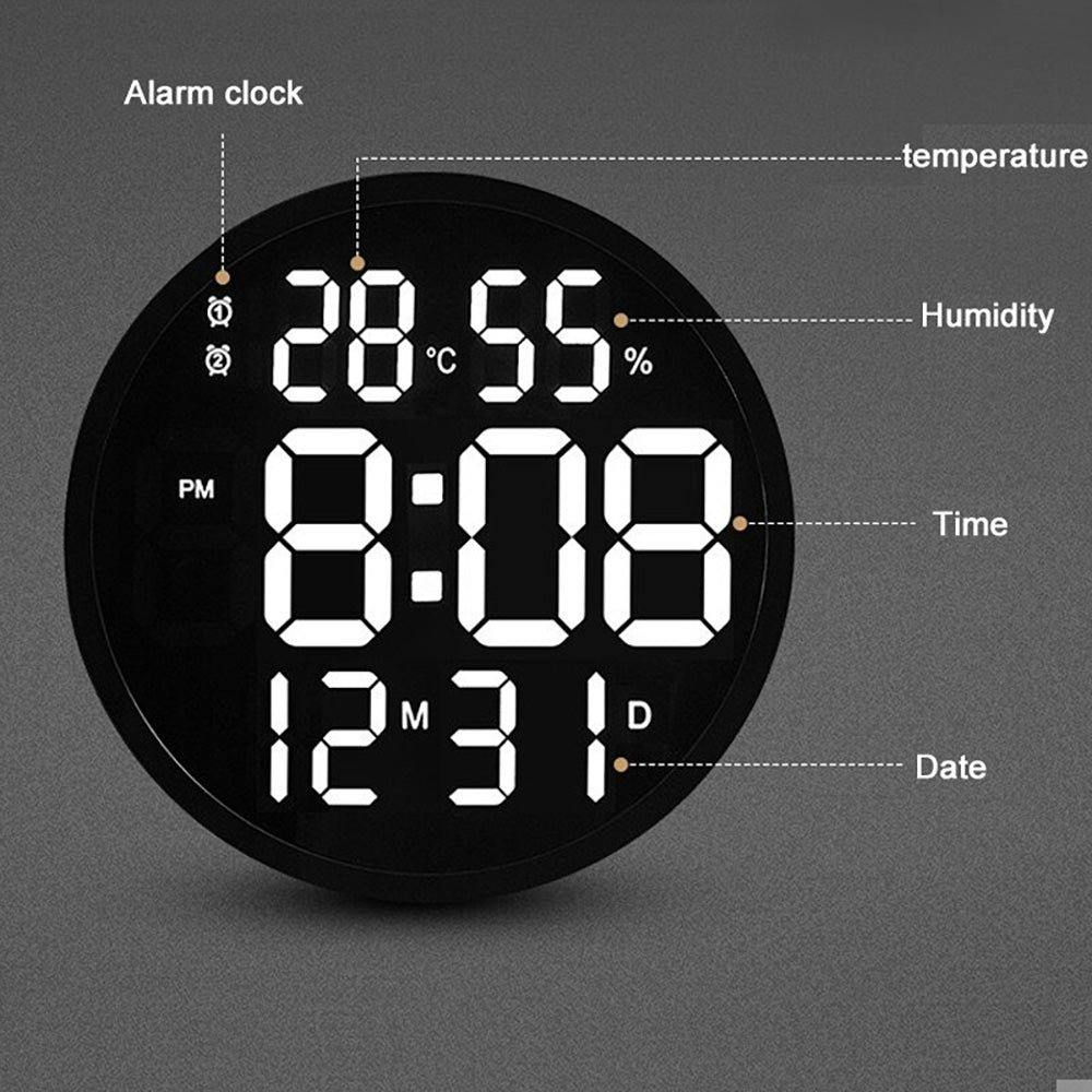 Buy 6620 LED Wall Clock at deensquare.com Dubai | UAE. 12-inch digital wall clock with large numbers, temperature &amp; humidity display.