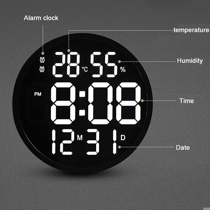 Buy 6620 LED Wall Clock at deensquare.com Dubai | UAE. 12-inch digital wall clock with large numbers, temperature &amp; humidity display.