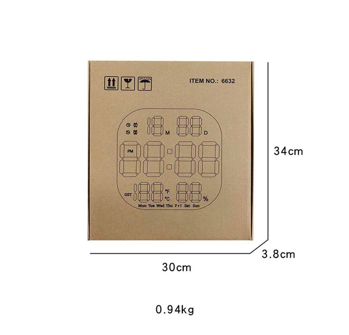 Buy 6632 digital wall clock with remote control at deensquare.com. Large LED acrylic wall clock for home or gym in Dubai | UAE.