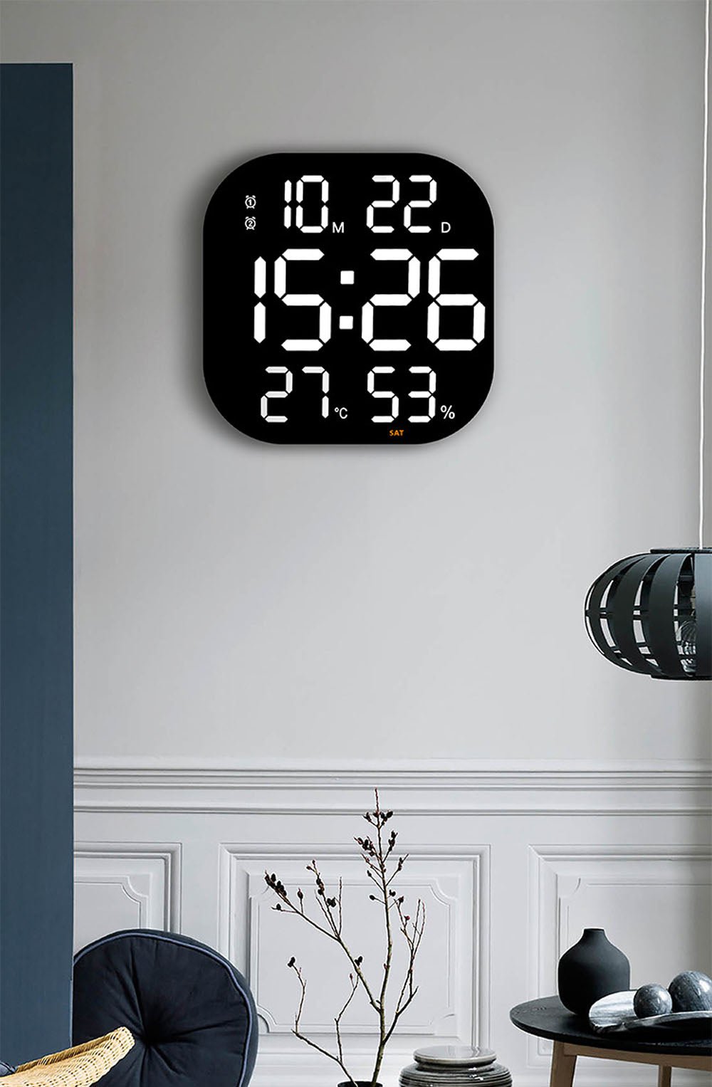 Buy 6632 digital wall clock with remote control at deensquare.com. Large LED acrylic wall clock for home or gym in Dubai | UAE.