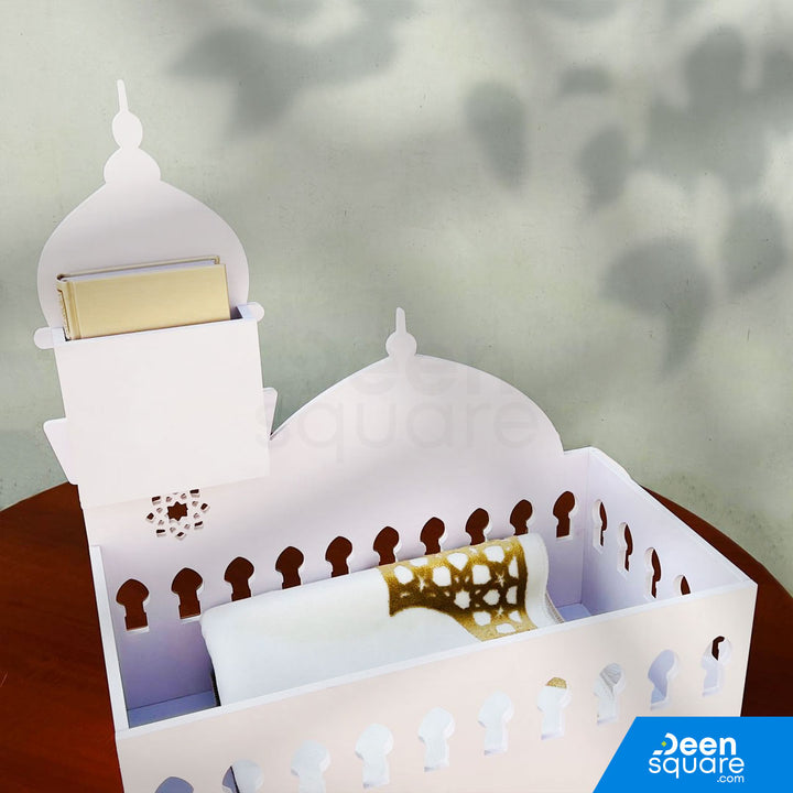 Mosque-Shaped Quran and Prayer Mat Forex Stand | حامل القرآن وسجادة الصلاة بتصميم مصنوع من الـ "فوركس"
