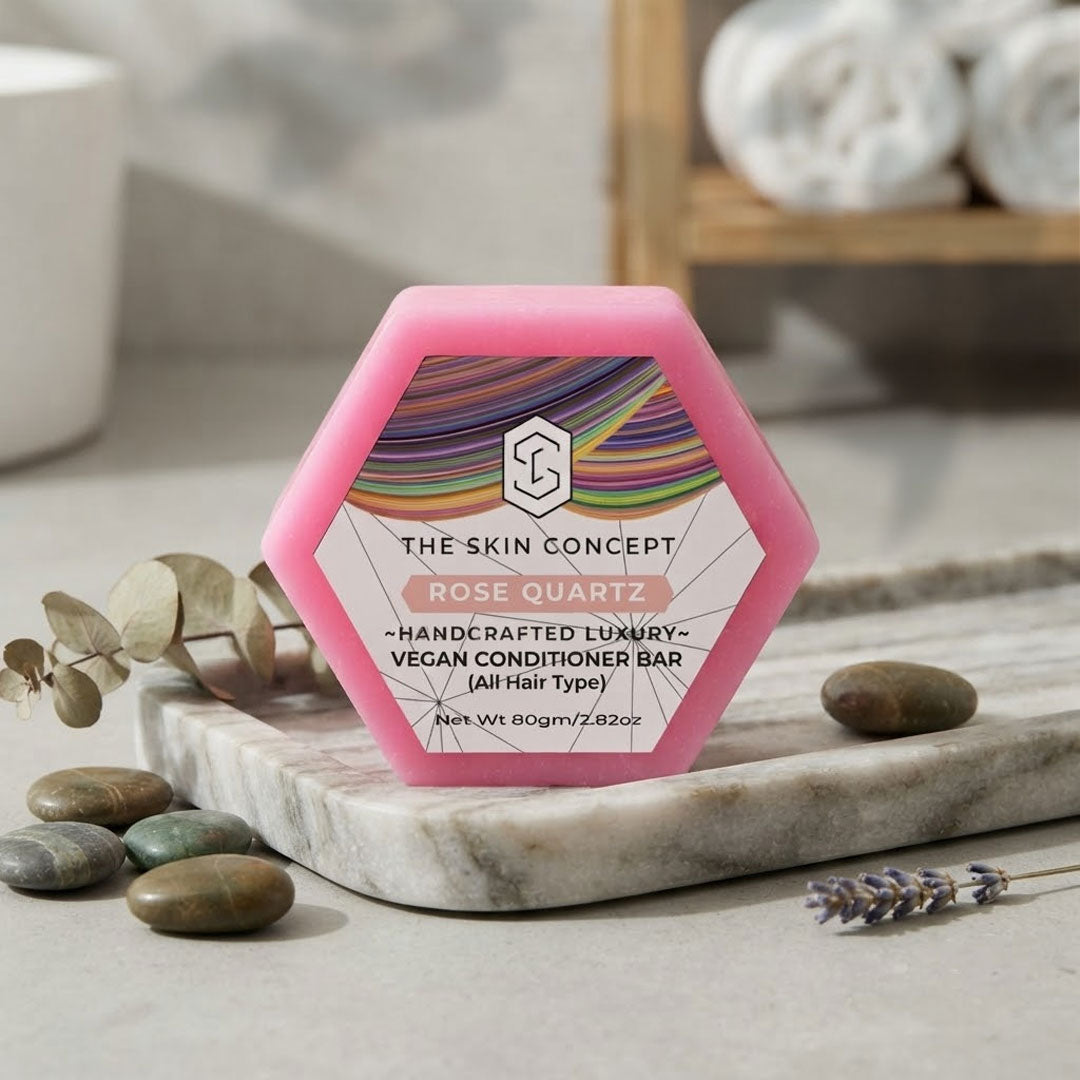 Handcrafted Luxury Vegan Conditioner Bar | Rose Quartz (All Hair Types) | The Skin Concept