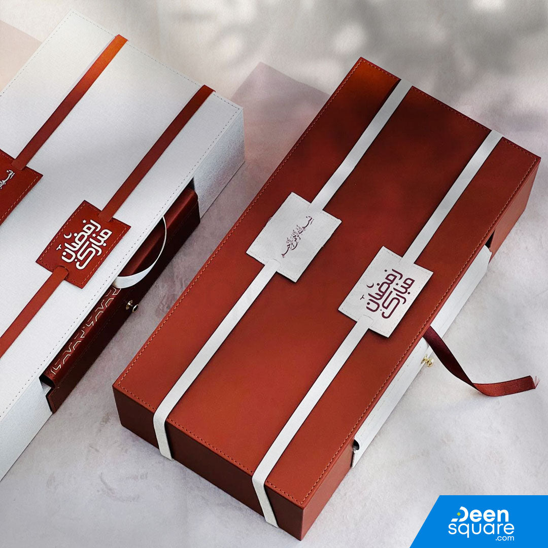 Quran & Acrylic Reading Stand with Leather Drawer Box - Premium Islamic Gift Set | مجموعة هدايا إسلامية فاخرة - صندوق من الجلد مع درج