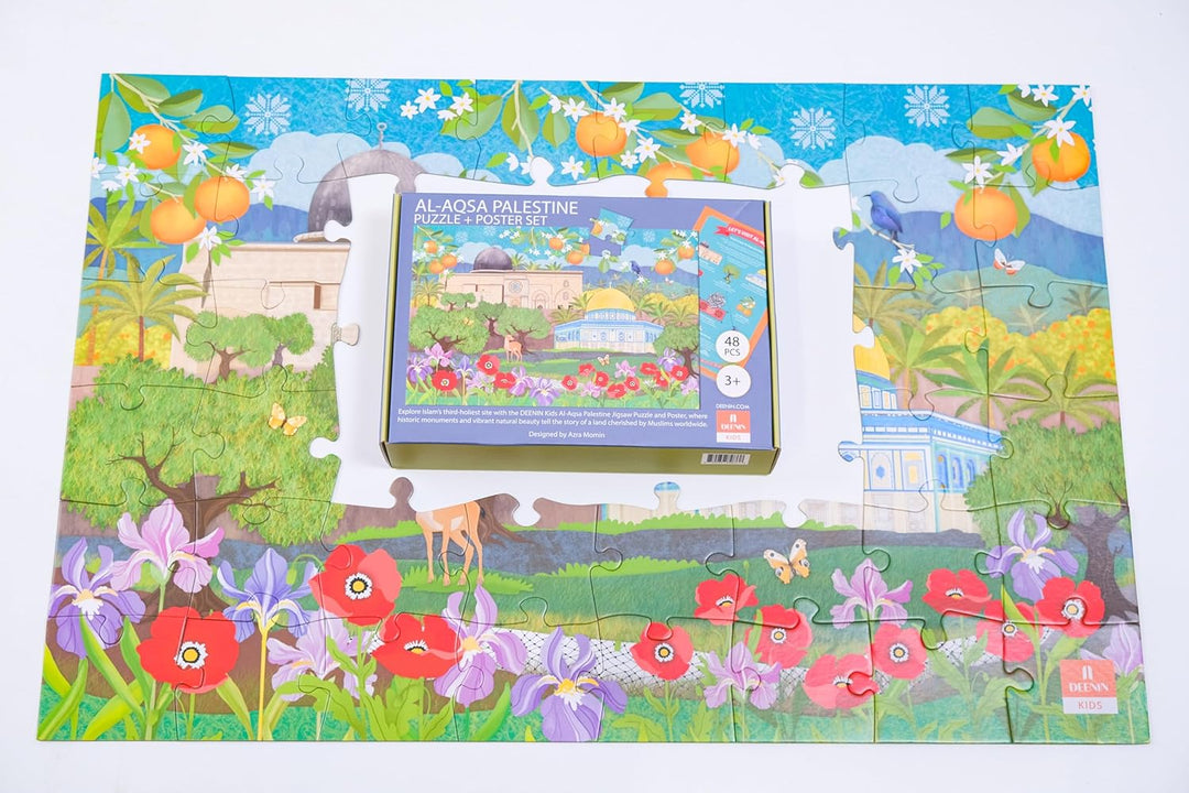 Kids Al Aqsa Palestine Puzzle + Poster Set - Engaging 48-Piece Floor Puzzle