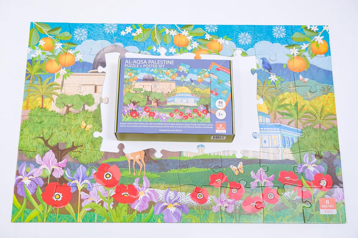 Kids Al Aqsa Palestine Puzzle + Poster Set - Engaging 48-Piece Floor Puzzle