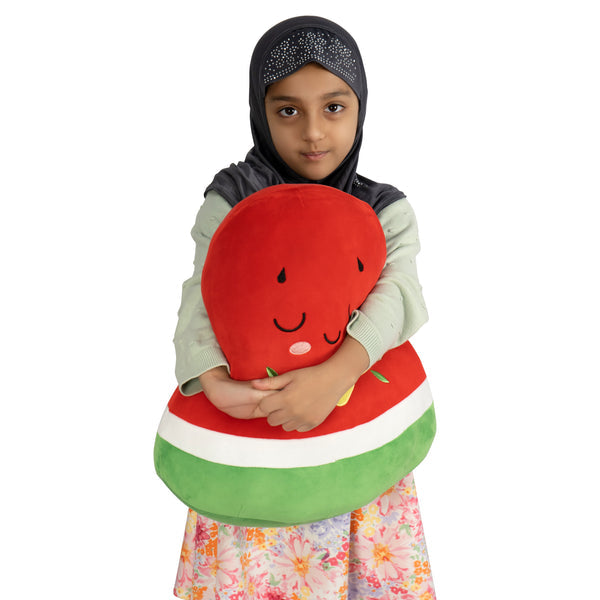 Watermelon Plushie - 40cm Soft Cuddly Pillow Adorable Fruit Plush Muslim Doll | Ramadan and Eid Gift