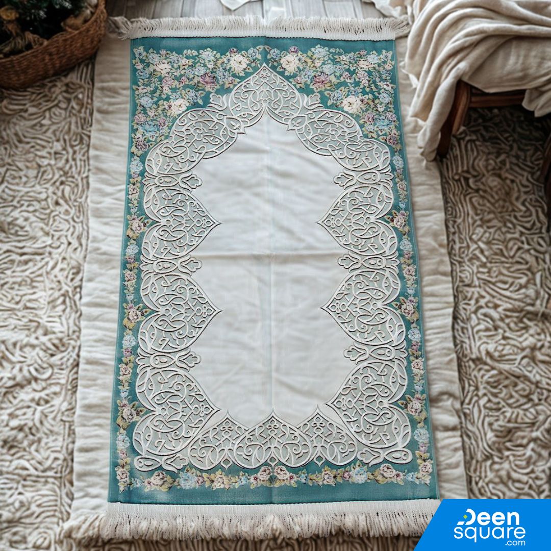 Turkish Embroidered Prayer Mat – Floral Border Design (70x110 cm)