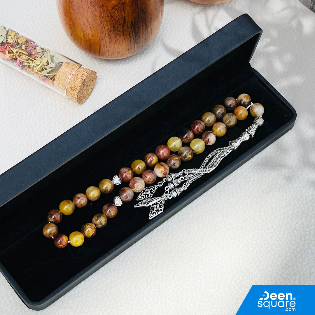 Pearl 33 beads Tasbeeh - Natural Agate (Brown)