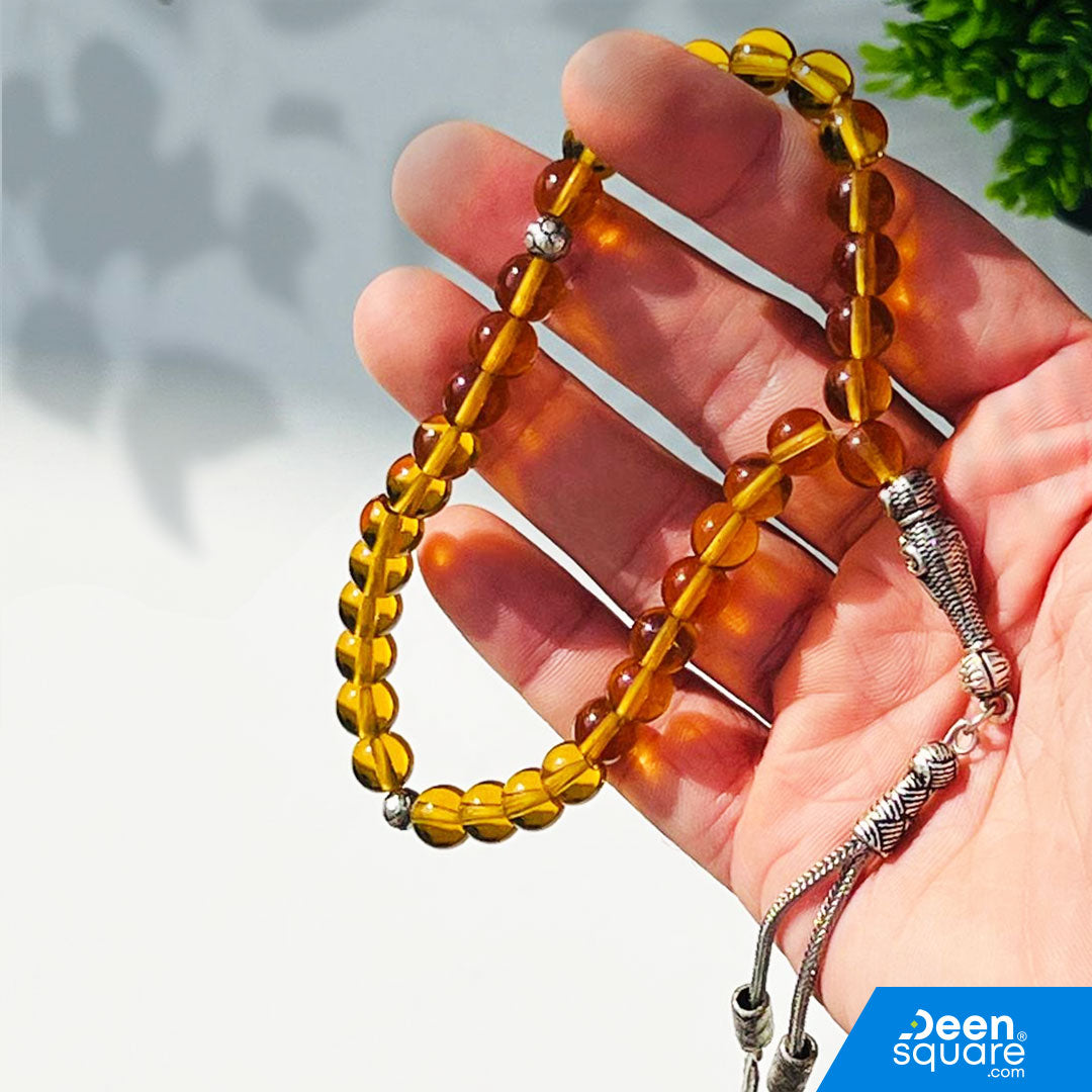 Amber Stone Handmade Beads Tasbeeh (تسبيح‎‎) - 33 Beads Tasbeeh