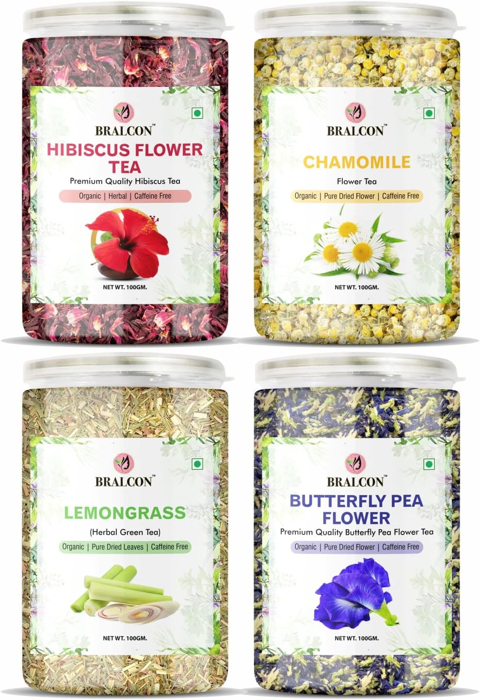 BRALCON herbal tea combo 400g hibiscus butterfly pea chamomile lemongrass