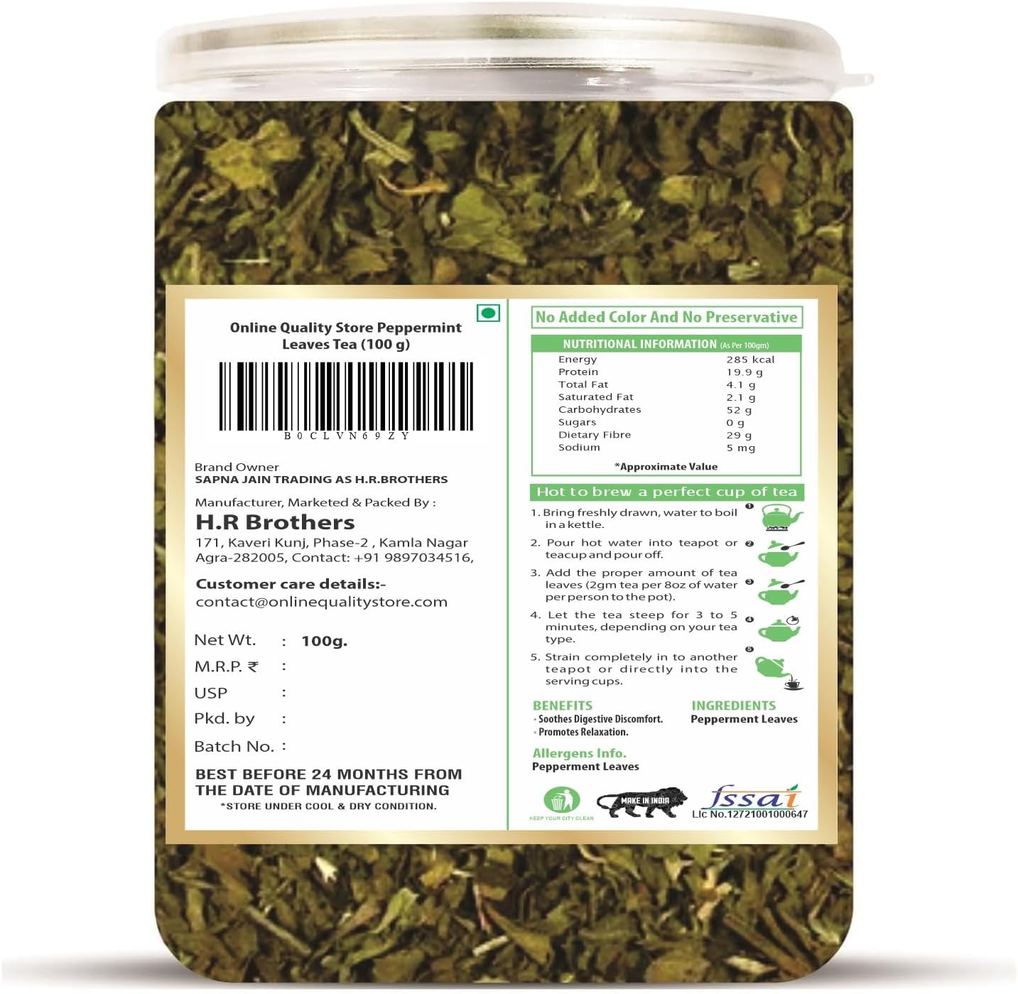 Online Quality Store peppermint leaves herbal tea 100g natural dried peppermint