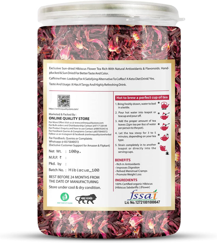 Online Quality Store Organic Herbal Tea Combo 400g (100g x 4 Pack) Hibiscus Butterfly Pea Rose Lemongrass